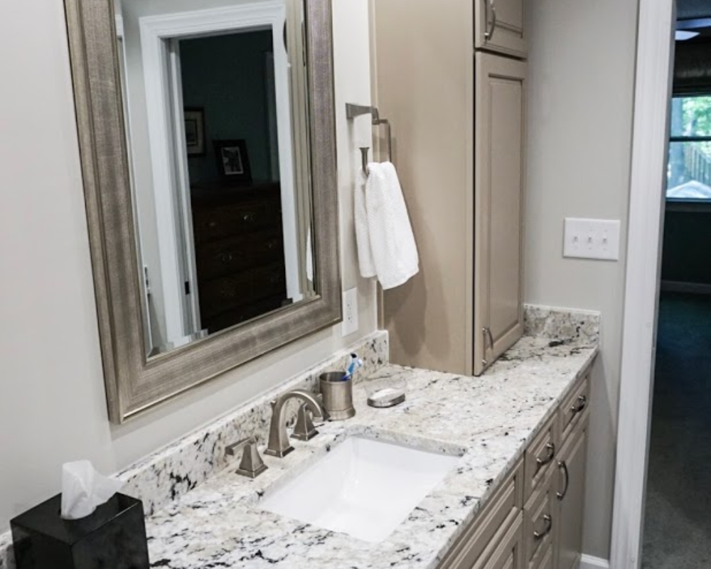 Under Mounted Sink In Granite Counter Top In Bathroom Vanity Apex NC