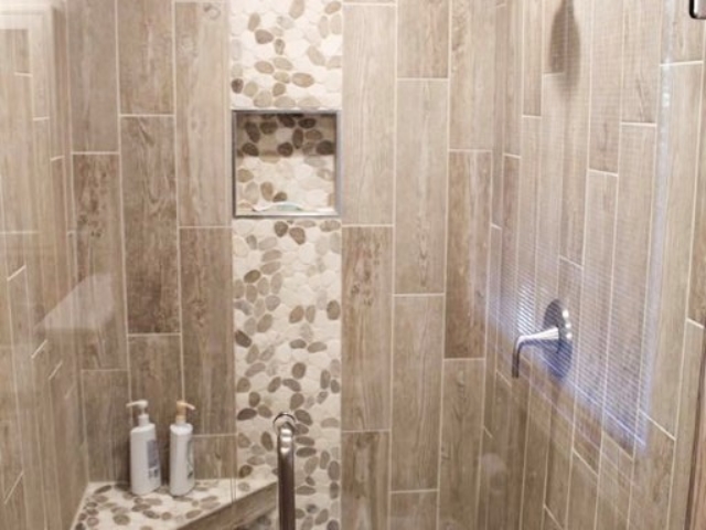 New Stone Shower Remodel Cary, North Carolina.