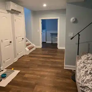 New basement living space by Branch Home Improvement in Holly Springs NC