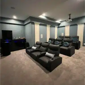 Basement home theater built by Branch Home Improvement in Apex NC